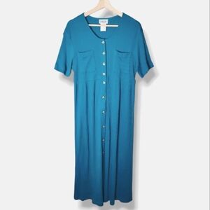 Vintage Leisure Wear by Adonna Maxi Dress Womens Size M Empire Waist Modest Knit